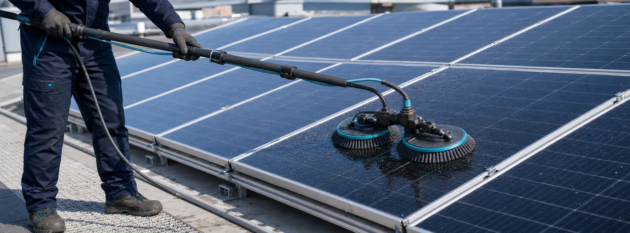 Profesionalno čišćenje solarnih panela rotirajućim četkama